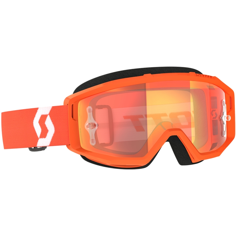 Motokrosa brilles SCOTT Primal CH oranžā un baltā krāsā ar hromētu oranžu pleksi