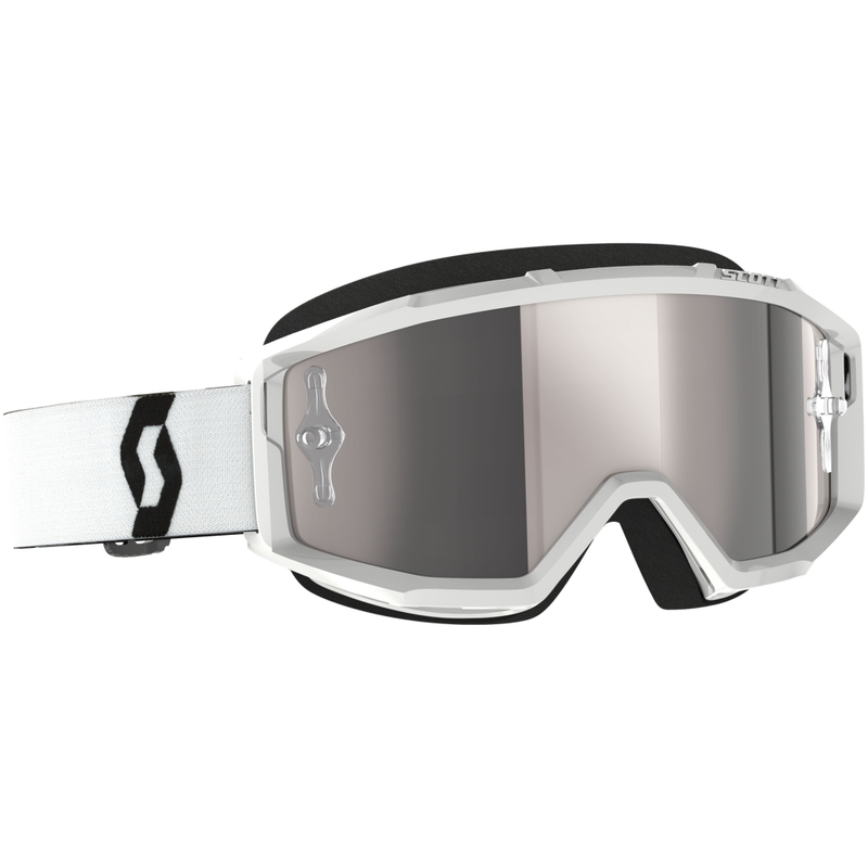 Motokrosa brilles SCOTT Primal CH baltas ar hromētu sudraba pleksi