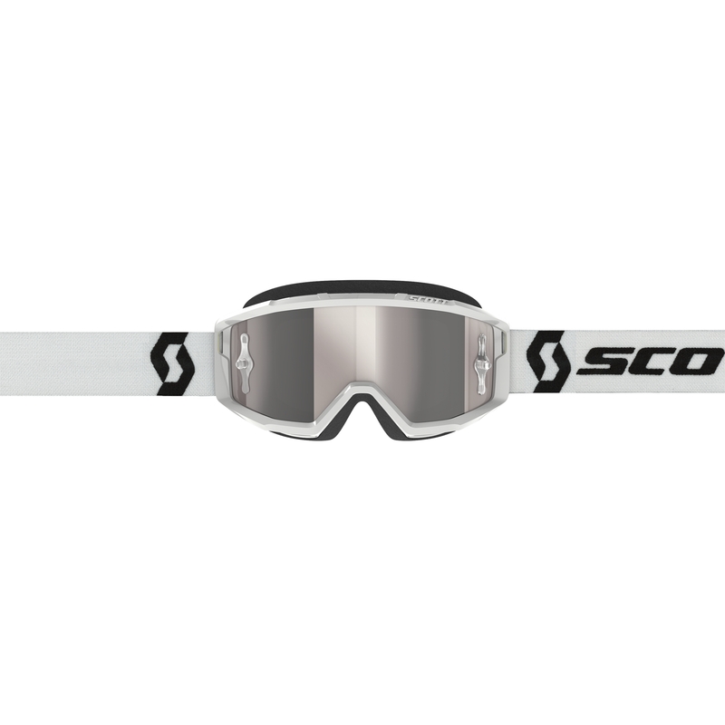 Motokrosa brilles SCOTT Primal CH baltas ar hromētu sudraba pleksi