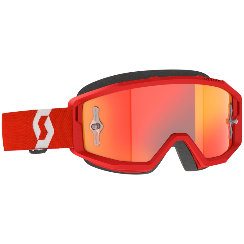 Motokrosa brilles SCOTT Primal CH sarkanbaltsarkanas ar hromētu oranžu pleksi