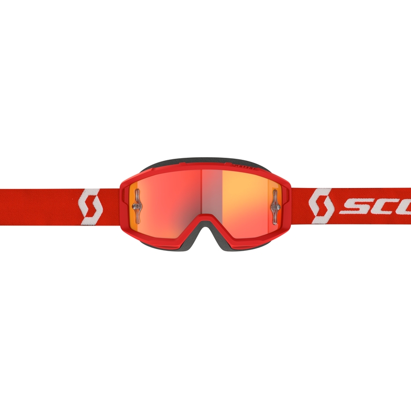 Motokrosa brilles SCOTT Primal CH sarkanbaltsarkanas ar hromētu oranžu pleksi