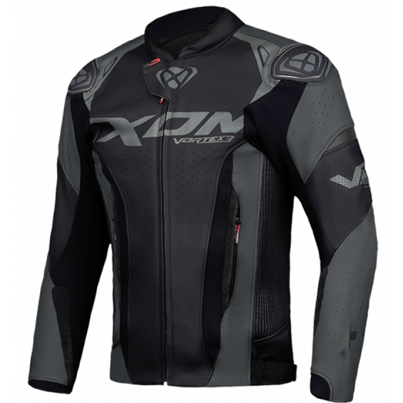 IXON Vortex 3 melna ādas motocikla jaka