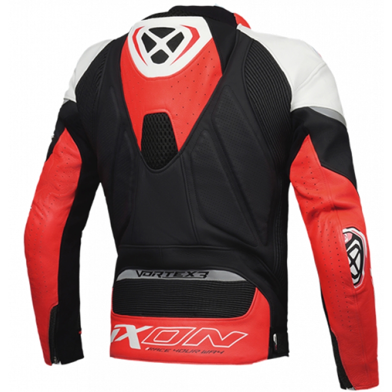IXON Vortex 3 melnbaltsarkana ādas motocikla jaka
