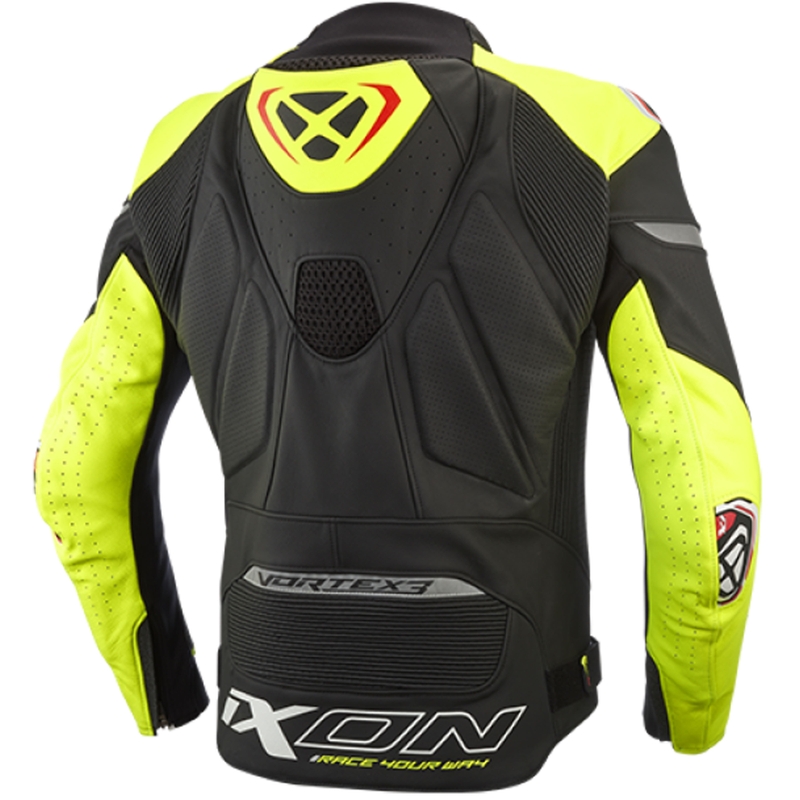 Ādas motocikla jaka IXON Vortex 3 black-fluo yellow
