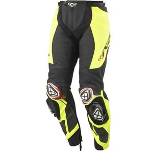 IXON Vortex 3 melnas-fluo dzeltenas ādas motocikla bikses