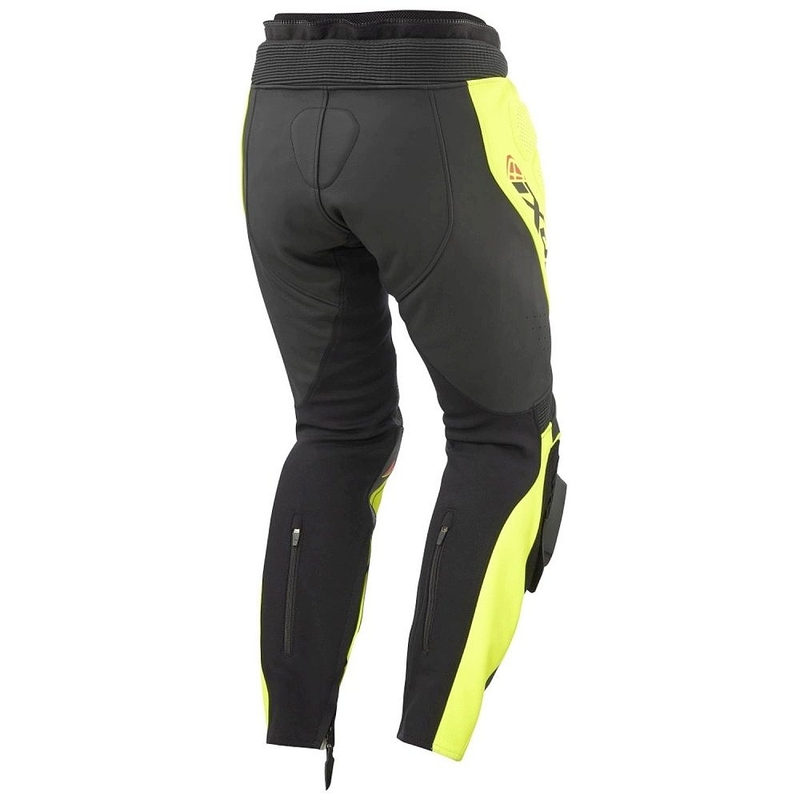 IXON Vortex 3 melnas-fluo dzeltenas ādas motocikla bikses