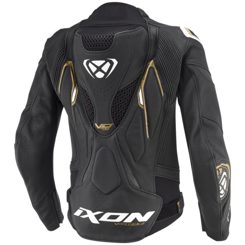 Sieviešu ādas motocikla jaka IXON Vortex 3 black-white-gold