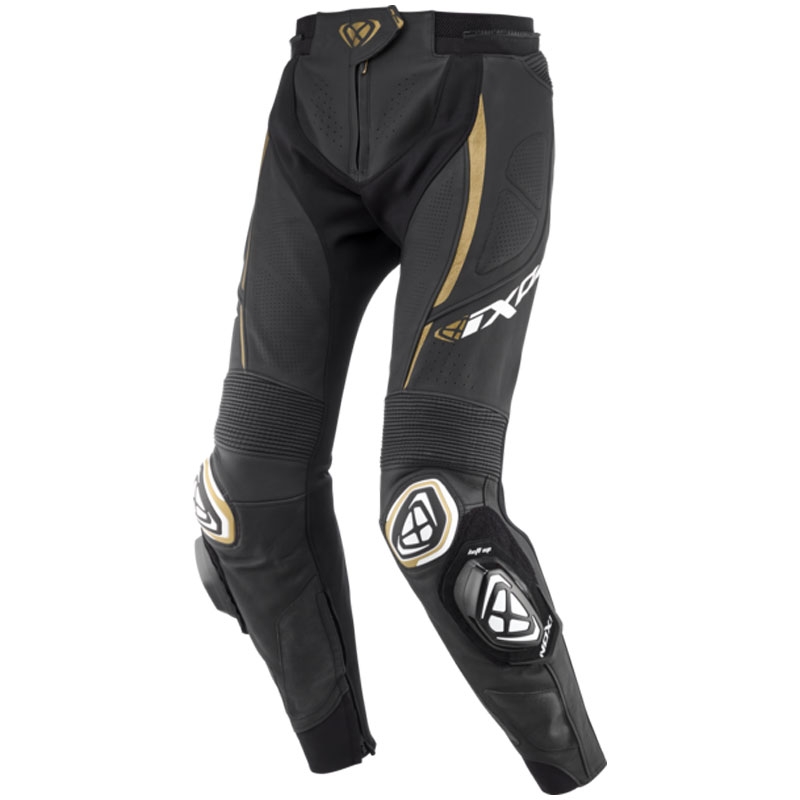 Sieviešu ādas motocikla bikses IXON Vortex 3 melns-balts-zelts