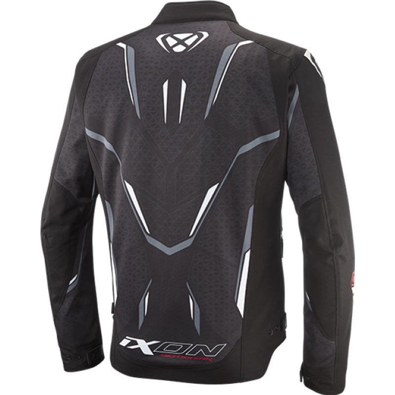 Motocikla jaka IXON Demoniak melnā un baltā krāsā