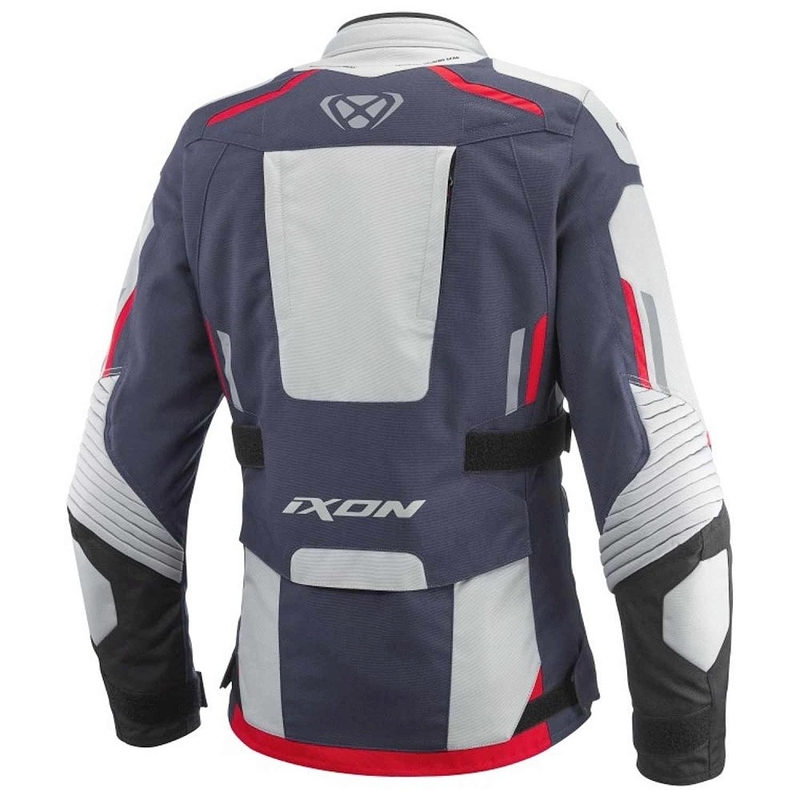 Sieviešu motocikla jaka IXON Midgard pelēk-zilā-melnā krāsā