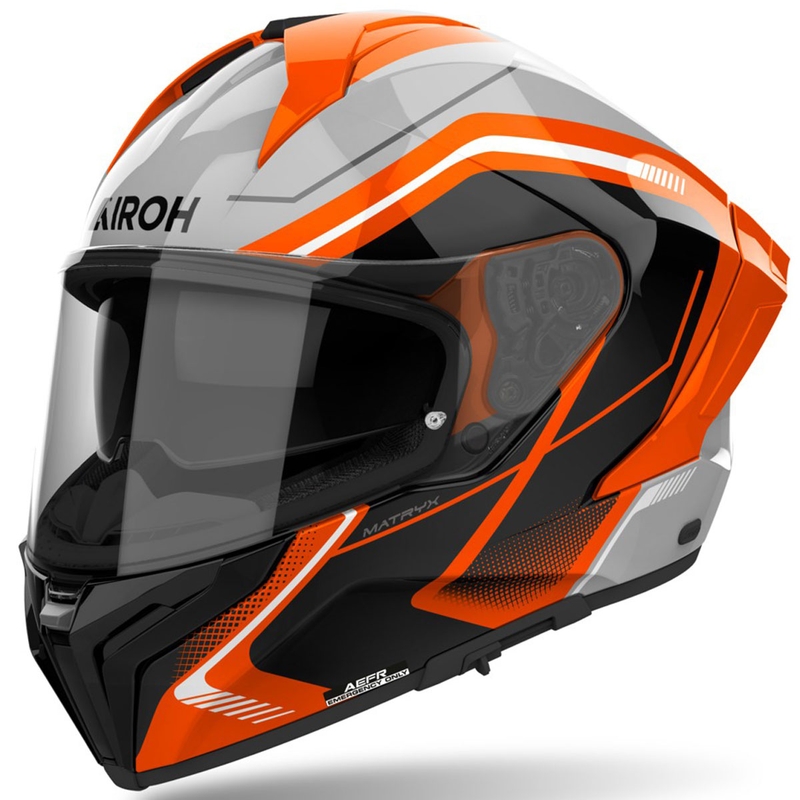 Integrēta motocikla ķivere Airoh MATRYX Wide spīdīgi oranžā krāsā