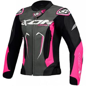 Sieviešu ādas motocikla jaka IXON Vortex 3 black-pink-white