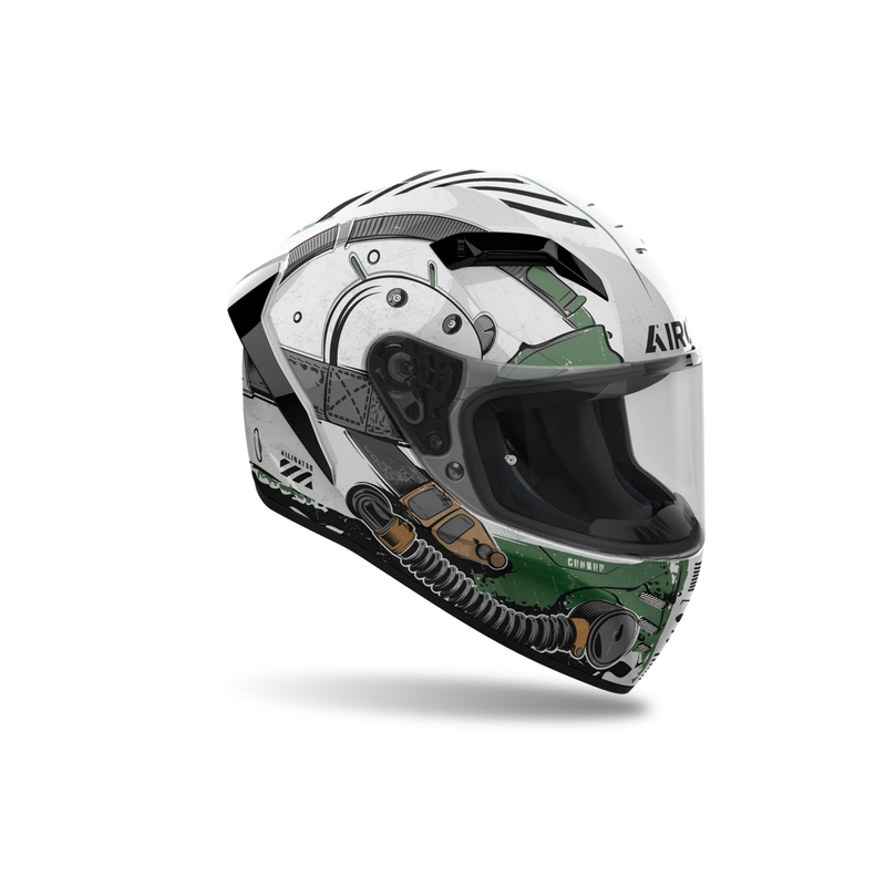 Integrēta motocikla ķivere Airoh CONNOR Alligator spīdīgi balta-zaļa