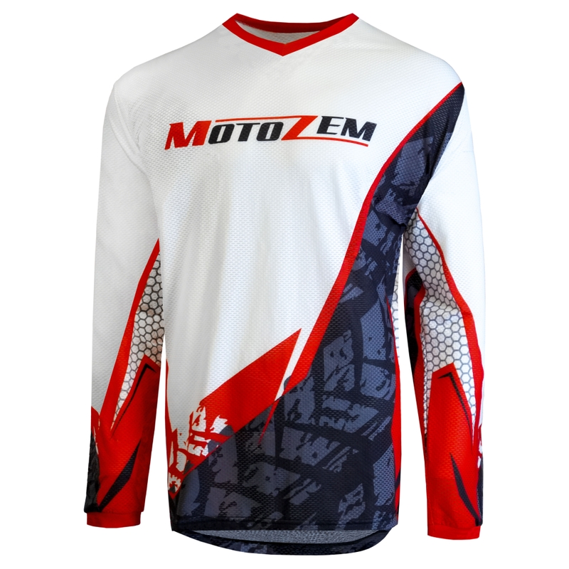 Motokrosa krekls MotoZem Ground MX balts-melns-sarkans