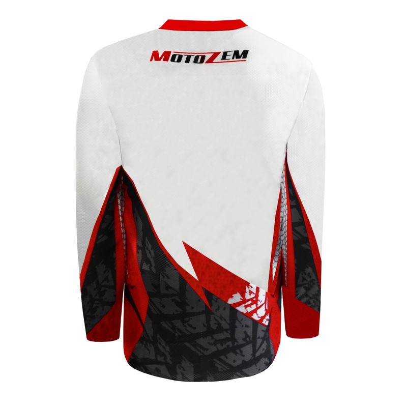 Motokrosa krekls MotoZem Ground MX balts-melns-sarkans