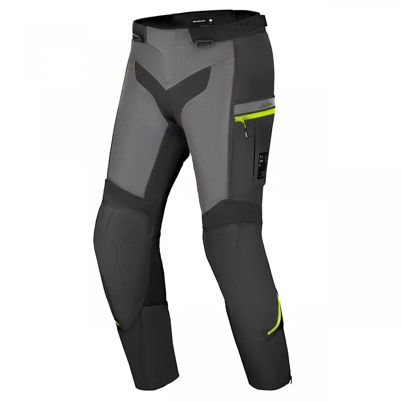 Shima Alpha melni pelēk-pelēk-fluo dzeltenas motocikla bikses