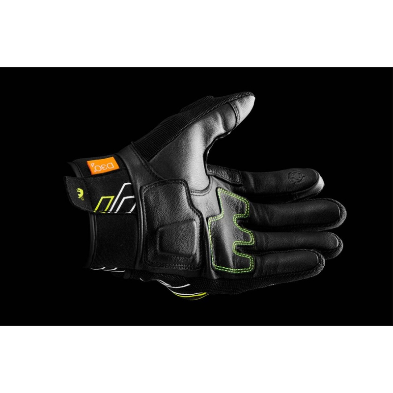 Motocikla cimdi Furygan Jet Neon D3O melns-balts-fluo dzeltens