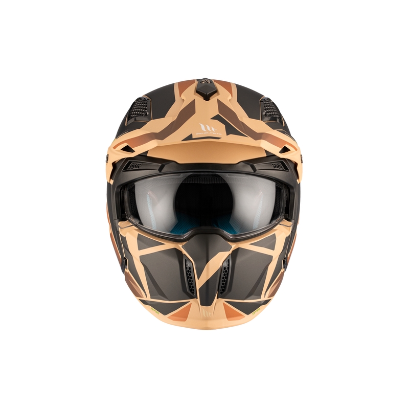 Atvērtā ķivere ar masku MT Streetfighter SV S P1R B9 melns-brūns-bēšs