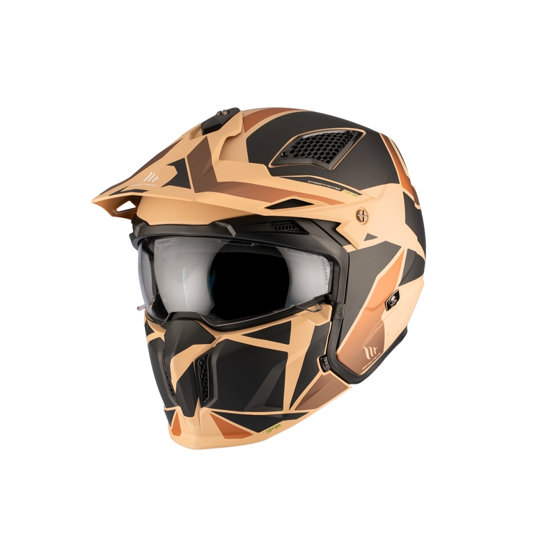 Atvērtā ķivere ar masku MT Streetfighter SV S P1R B9 melns-brūns-bēšs