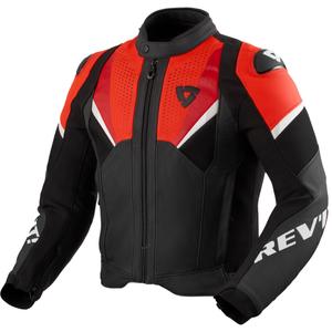 Revit Automate Black-Fluo Red Ādas motocikla jaka