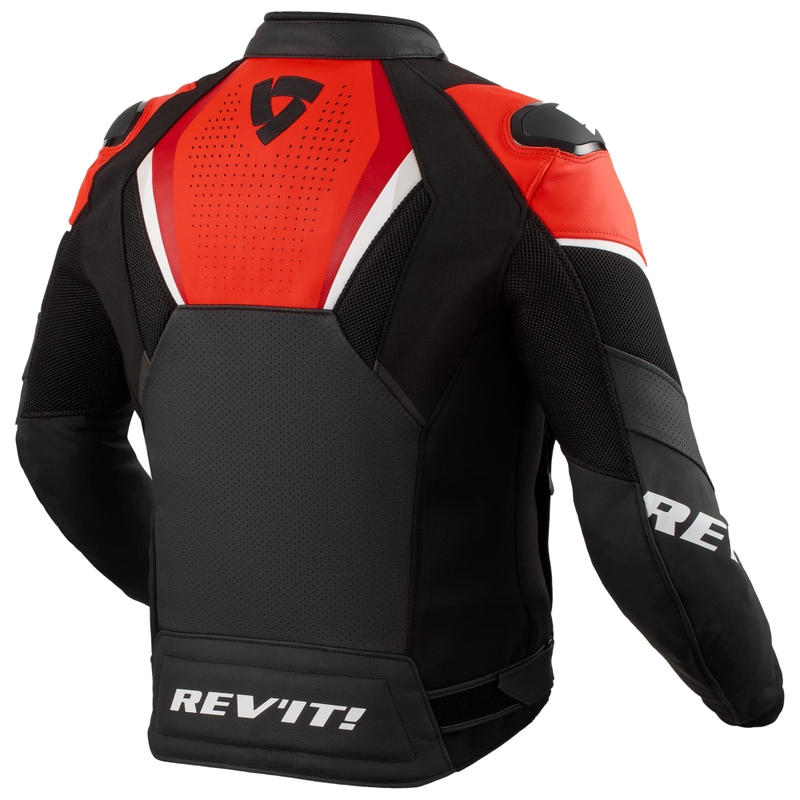 Revit Automate Black-Fluo Red Ādas motocikla jaka