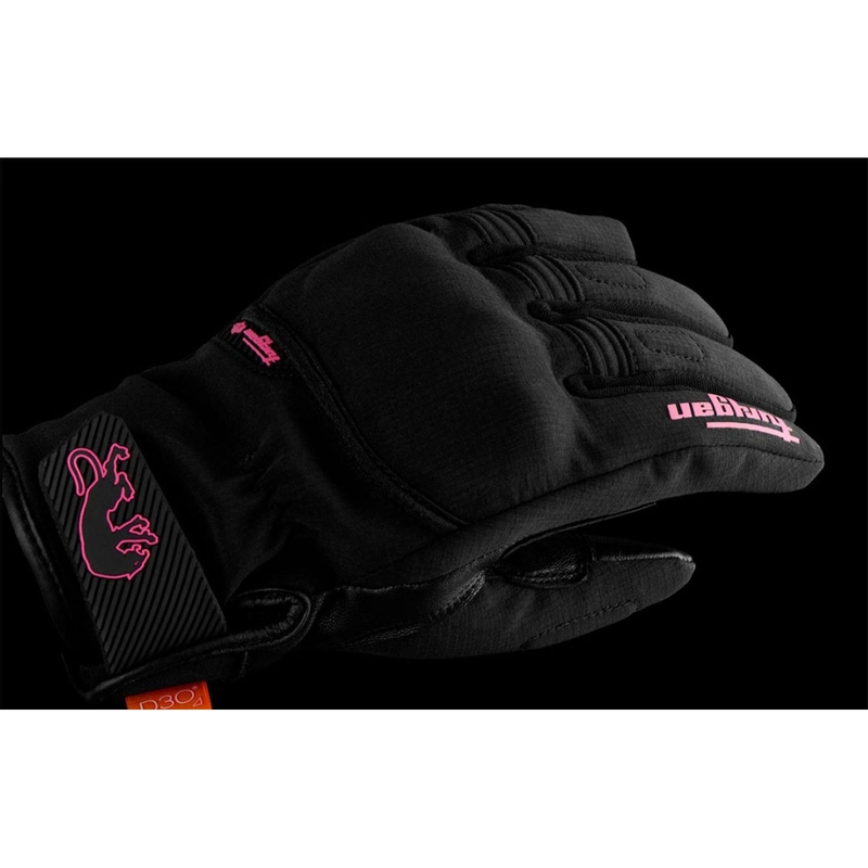 Sieviešu Furygan Jet Lady All Season D3O® Evo melni un rozā motocikla cimdi