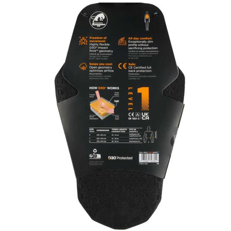 Furygan Full Back Fury D3O® Ghost™ Level 1 muguras aizsargs