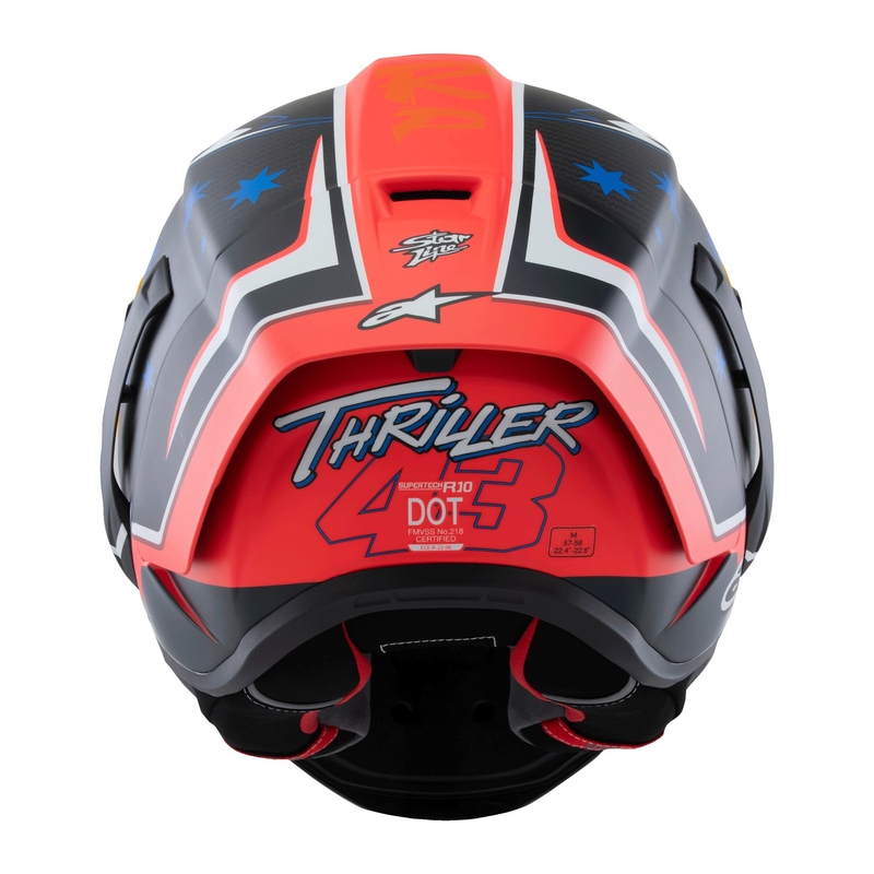 Alpinestars Supertech R10 Limited Edition Jack Miller matēta oglekļa sarkan-zilā-dzeltenā-baltā integrālā motocikla ķivere
