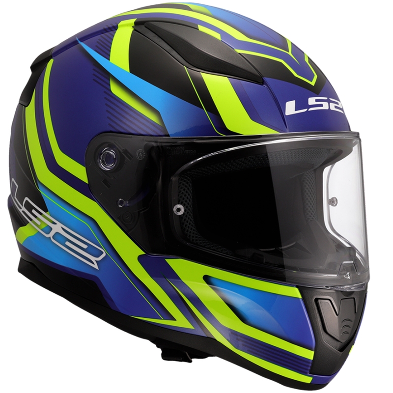 Integrālā moto ķivere LS2 FF353 Rapid II Flitz fluo dzelteni-zilā krāsā