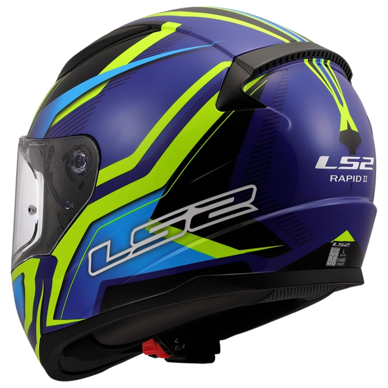 Integrālā moto ķivere LS2 FF353 Rapid II Flitz fluo dzelteni-zilā krāsā