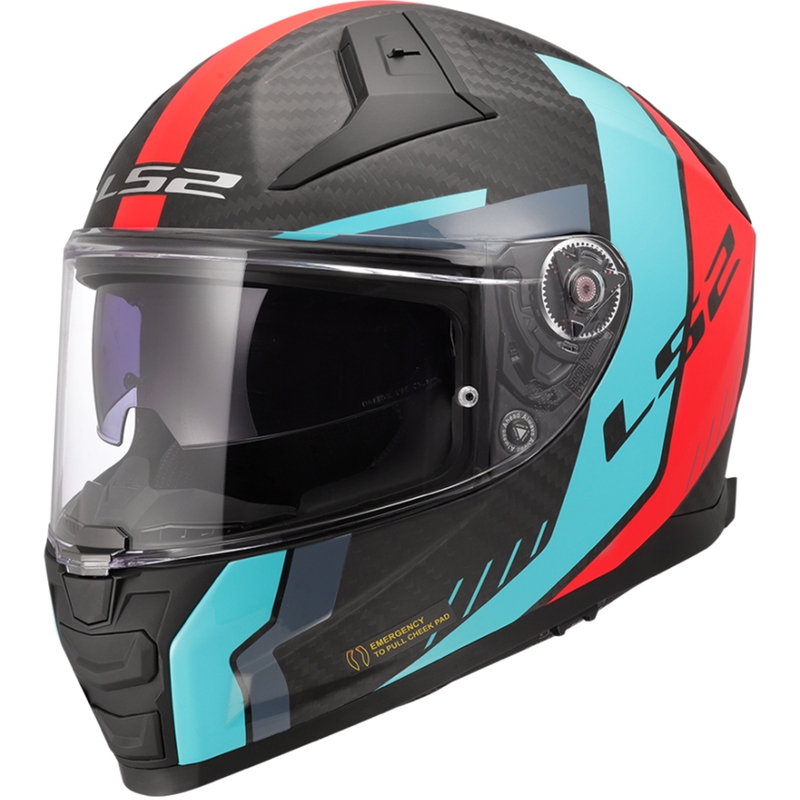 Integrālā moto ķivere LS2 FF811 Vector II C Grid sarkanā tirkīza krāsā
