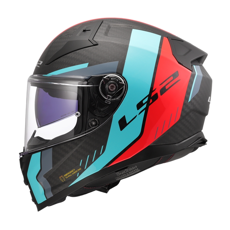 Integrālā moto ķivere LS2 FF811 Vector II C Grid sarkanā tirkīza krāsā
