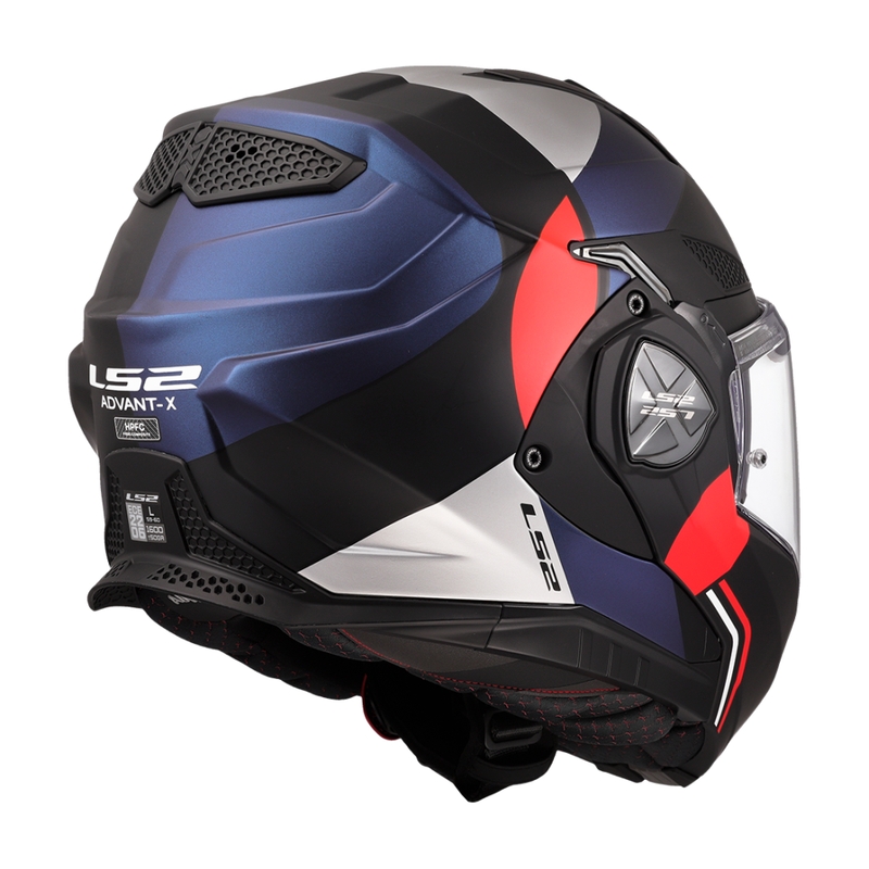 LS2 FF901 Advant X Ultra zili-sarkana flip-up moto ķivere