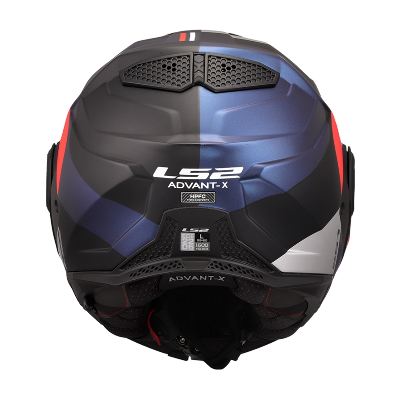 LS2 FF901 Advant X Ultra zili-sarkana flip-up moto ķivere
