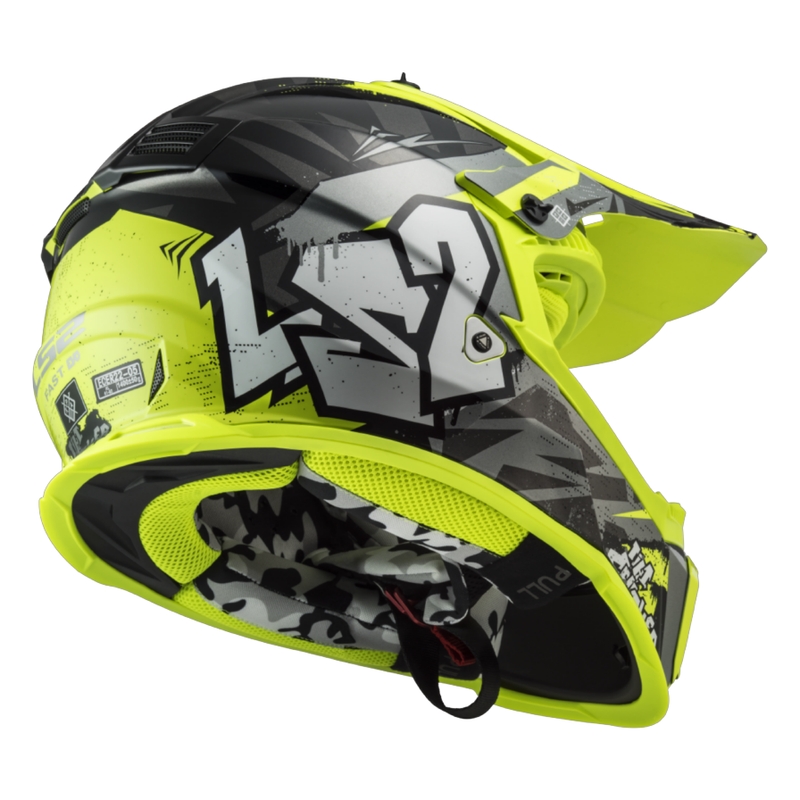 Bērnu motokrosa ķivere LS2 MX437 Fast EVO Mini Crusher melni dzeltena