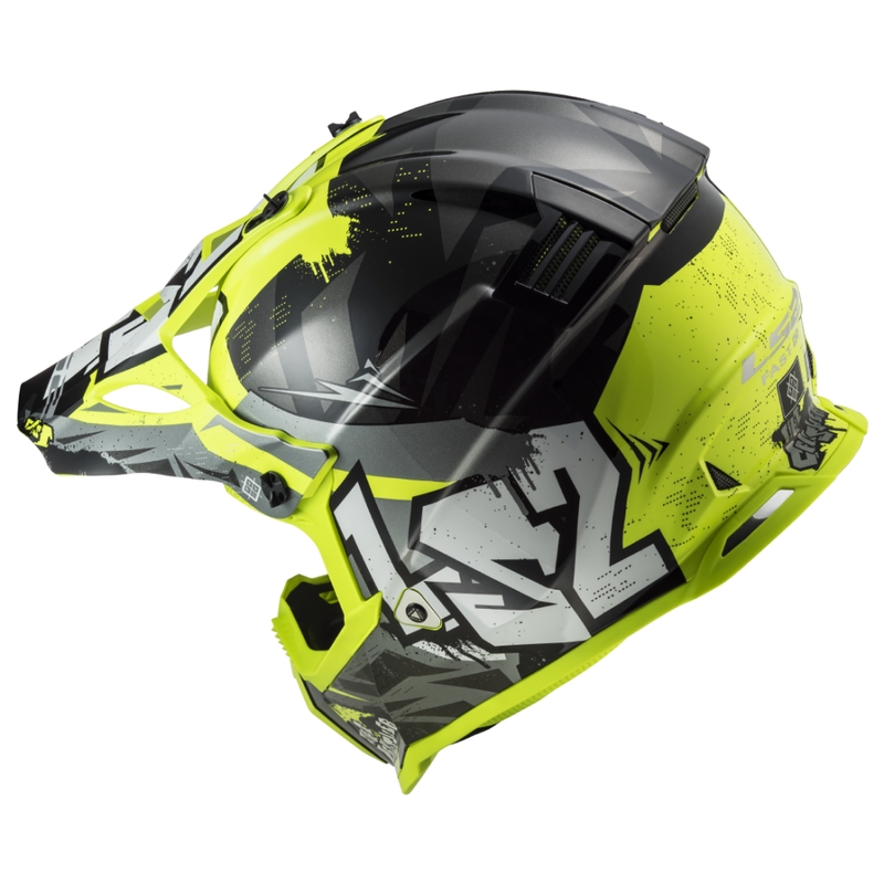 Bērnu motokrosa ķivere LS2 MX437 Fast EVO Mini Crusher melni dzeltena