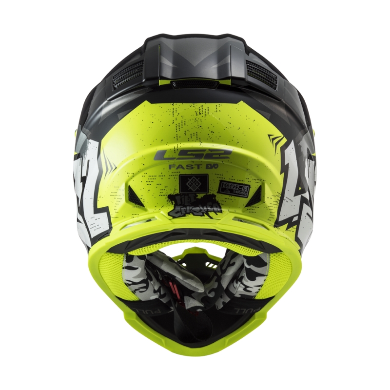 Bērnu motokrosa ķivere LS2 MX437 Fast EVO Mini Crusher melni dzeltena