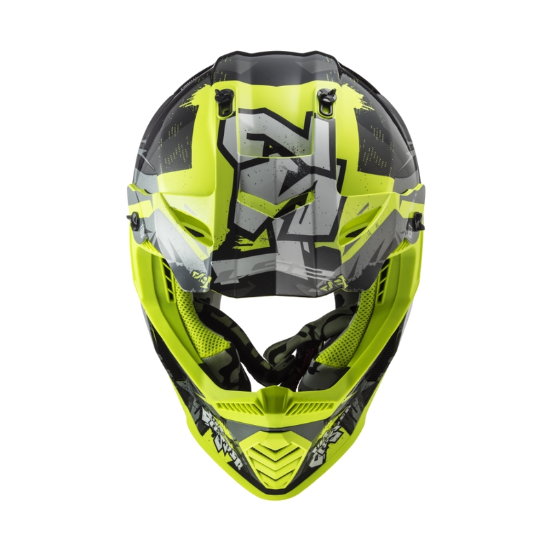 Bērnu motokrosa ķivere LS2 MX437 Fast EVO Mini Crusher melni dzeltena