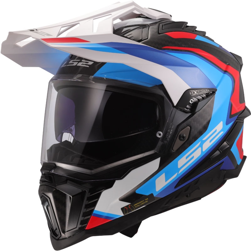 Enduro motocikla ķivere LS2 MX701 Explorer C Frontier II balta-zila