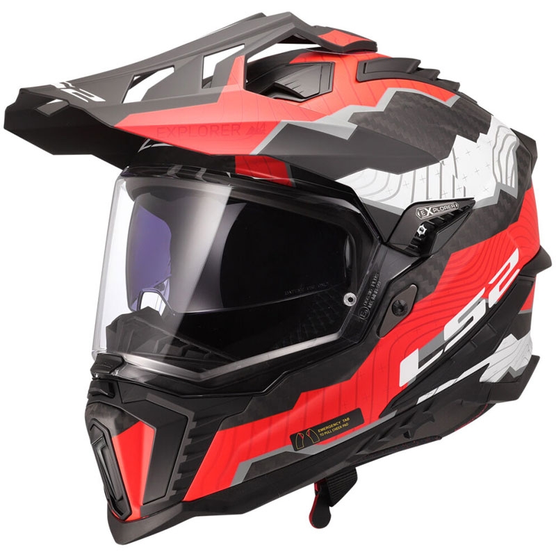 Enduro motocikla ķivere LS2 MX701 Explorer C Trick balti-sarkana
