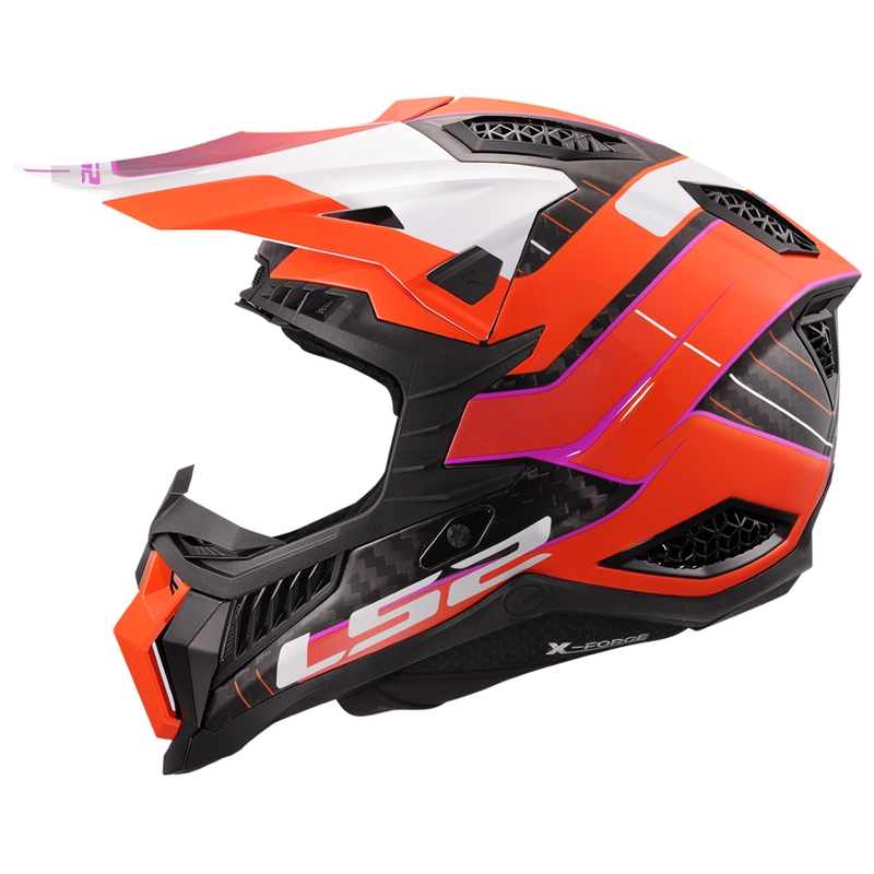Motokrosa ķivere LS2 MX703 X-Force Galuo oranžā krāsā