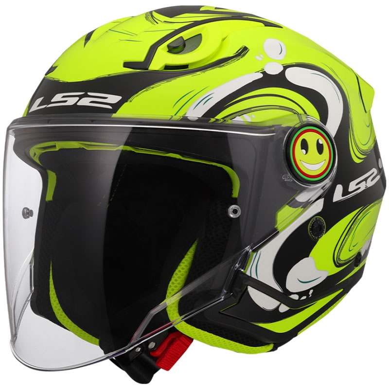 Bērnu atvērtā motociklu ķivere LS2 OF622 Funny II Glup fluo dzeltena