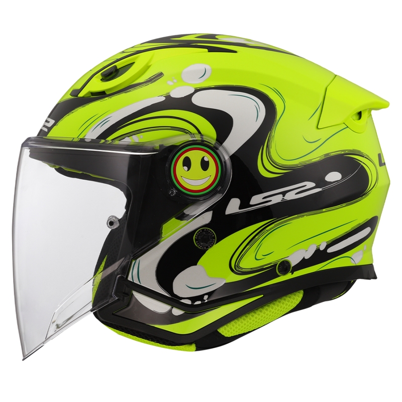 Bērnu atvērtā motociklu ķivere LS2 OF622 Funny II Glup fluo dzeltena