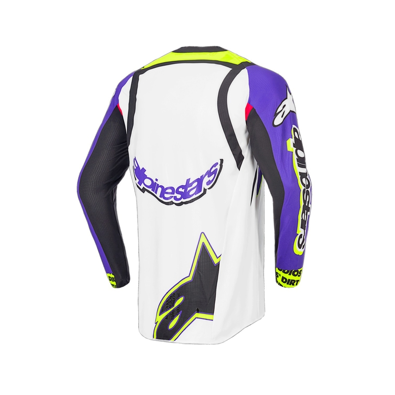 Alpinestars Supertech SX limitētā Dirt Studios balta-violeti-rozā-fluo dzeltena motokrosa krekliņš