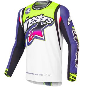 Alpinestars Supertech SX limitētā Dirt Studios balta-violeti-rozā-fluo dzeltena motokrosa krekliņš