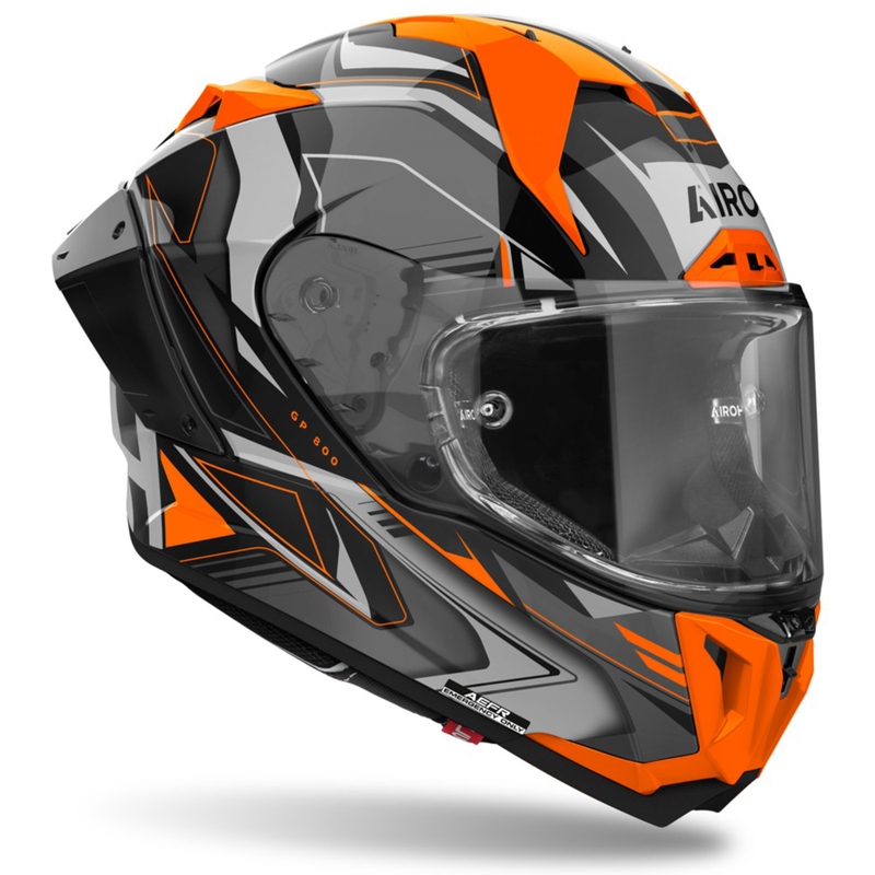 Integrēta motocikla ķivere Airoh GP800 Must oranžā krāsā