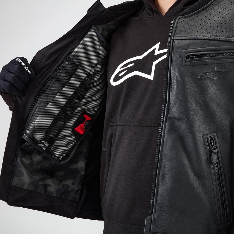 Gaisa spilvenu veste Alpinestars TECH-AIR®3 V2 LEATHER sistēma melna