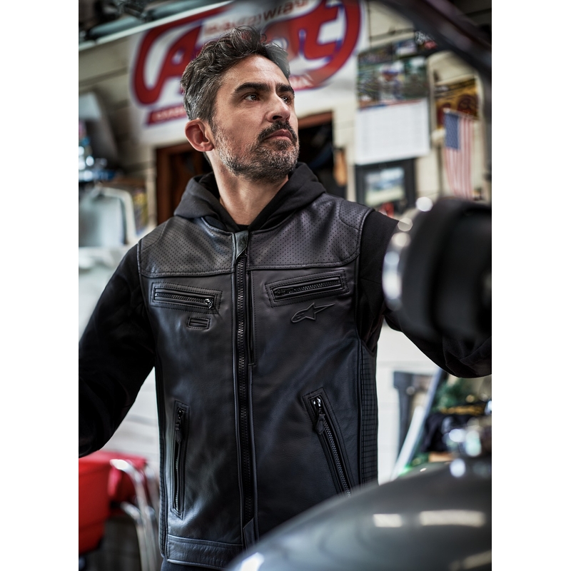 Gaisa spilvenu veste Alpinestars TECH-AIR®3 V2 LEATHER sistēma melna