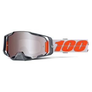 Motokrosa brilles 100% ARMEGA Silver ar sudraba HIPER pleksi