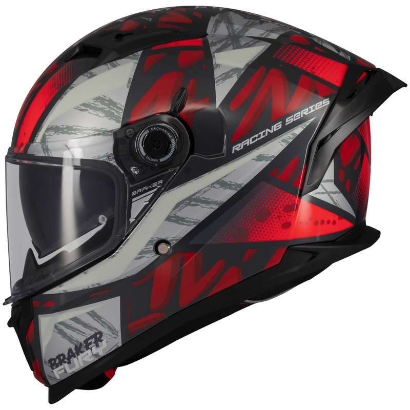 MT Braker SV Fury integrālā motocikla ķivere melns-pelēks-sarkans